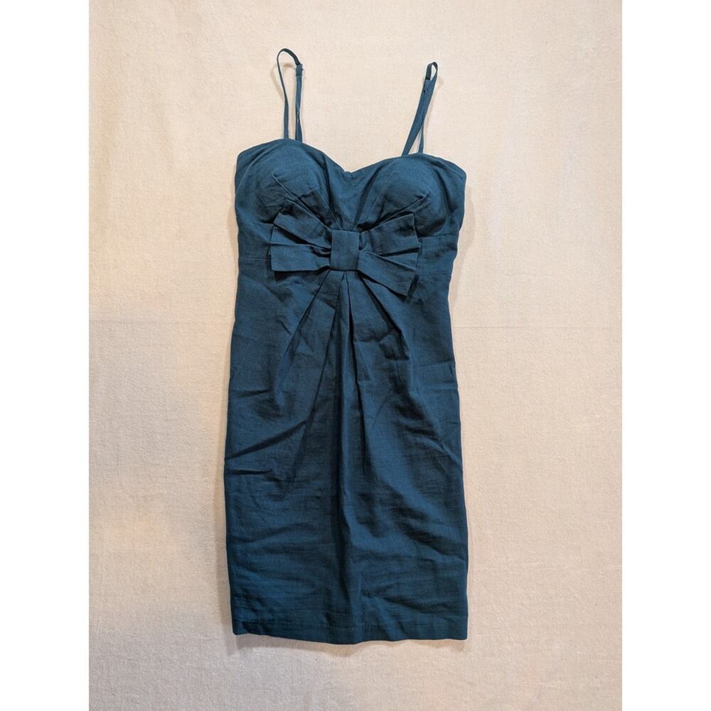 pretty good teal bow front dress size S - Picture 1 of 6